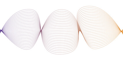 Vector curvy abstract line art wavy flowing dynamic colorful lines white background in concept music or sound, wave, wind, information flow