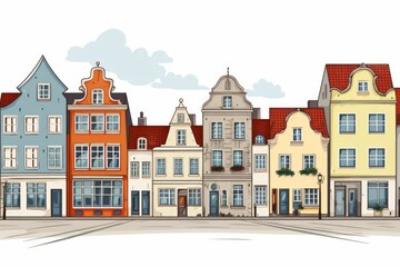 Fototapeta premium Vibrant historic buildings line a quaint european street
