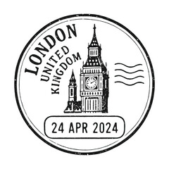 Fototapeta premium PNG Vintage London travel stamp illustration.