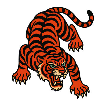 PNG Fierce tiger tattoo illustration
