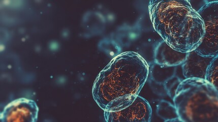 Glowing molecular structures of fat cells against a cosmic background, representing dietary impact.