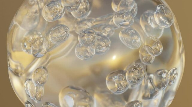 Transparent Sphere with Large Molecules or Air Bubbles Inside &ndash; Scientific or Skincare Abstract