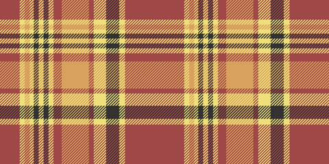 Seamless Red, Yellow, and Black Plaid Pattern in Classic Checkered Design for Textiles and Seasonal Backgrounds