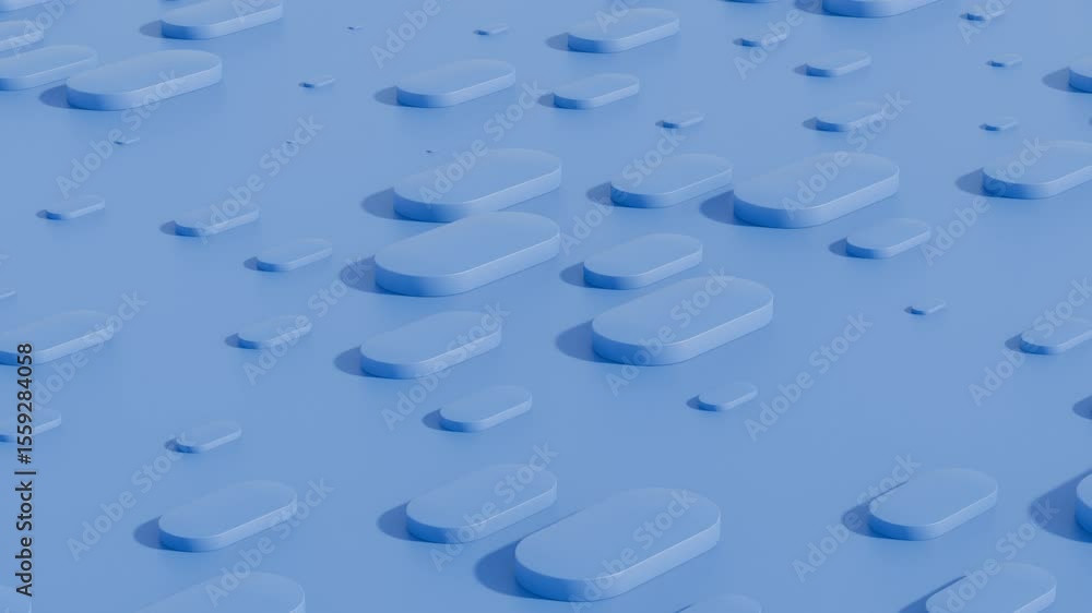 Poster dark blue 3d minimalistic abstract background with flat geometric elements aligned in uniform rows –