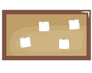 Cork Board with Blank White Sticky Notes and Pins