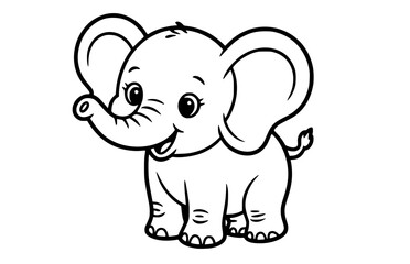 Fototapeta premium Adorable baby elephant outline illustration perfect for children's books, cute animal coloring pages, and jungle-themed designs
