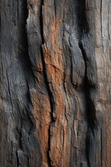 Obraz premium Closeup of aged tree bark reveals deep irregular fissures and varied grey and brown tones