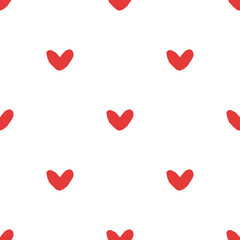 Seamless vector pattern with red cut out hearts. Simple love design for Valentines Day or romantic decor