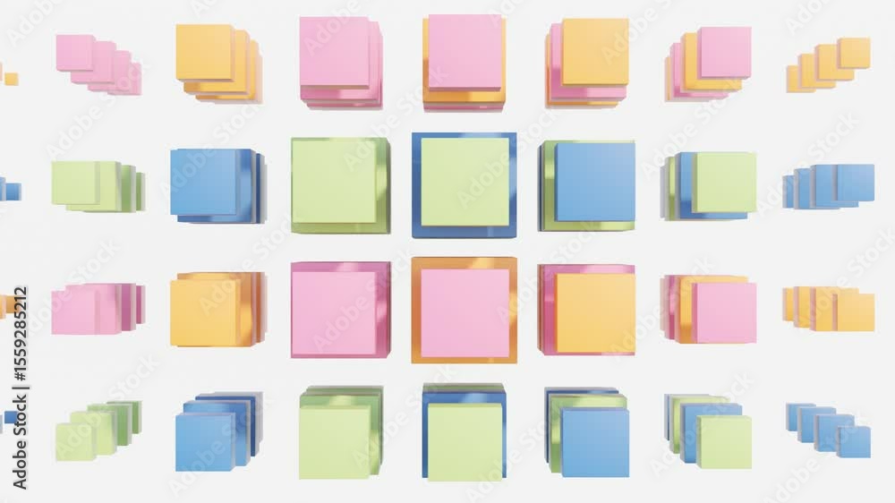 Poster multicolored cubes on white background – clean abstract composition for 3d design