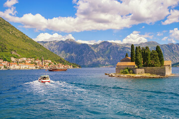 Beautiful summer Mediterranean landscape. Montenegro, Adriatic Sea. View of Bay of Kotor,  St....