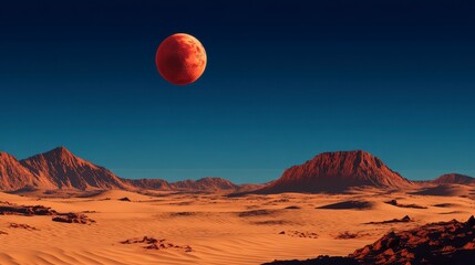 Sandy desert landscape with rippled dunes under a clear blue sky, showcasing the serene beauty of arid environments.