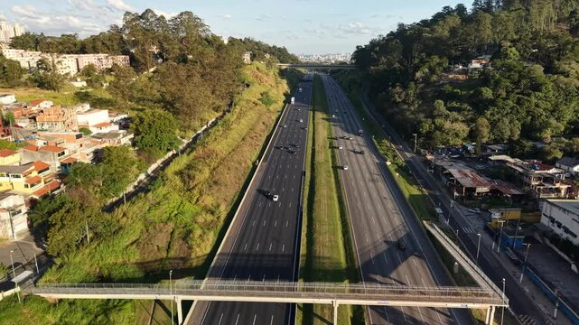 Aerial view of Bandeirantes Highway (SP-348) - S&atilde;o Paulo, Brazil