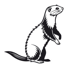 Fototapeta premium Elegant Ferret Illustration A Striking Black and White Design of a Majestic Mustelid, Perfect for Pet Lovers and Nature Enthusiasts