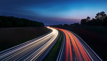 Fototapeta premium a long exposure photo of a highway at night