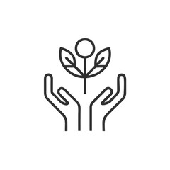 Fototapeta premium Tree in Hands Icon for Environmental Conservation Websites, Reforestation Campaigns, Sustainability Education and Corporate Social Responsibility Materials