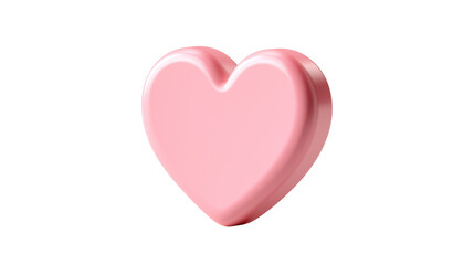 Heart-shaped like icon in bold 3D design, pastel pink, on white PNG background
