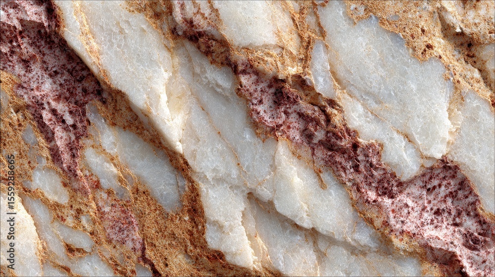 Poster close up showing the texture and pattern of a mineral stone sample in the sunlight