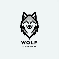 Fototapeta premium Modern Wolf Head Logo Vector Illustration in Minimal Style