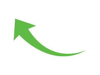 Green Curved Graph with Arrow Icon. Arrow Illustration Painting Sub. Direction Pointer in Countersiloquies. Single Arrow. Trend Graphic Dark Green, red, black, blue color full vibrant blue upward curv