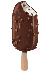 Vanilla popsicle with chocolate coating and premium eskimo nuts_white