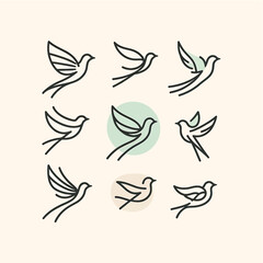 Minimalist Bird Logo in Elegant Line Art Style

