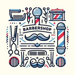 Barbershop Icon Set in Minimalist Vector Style

