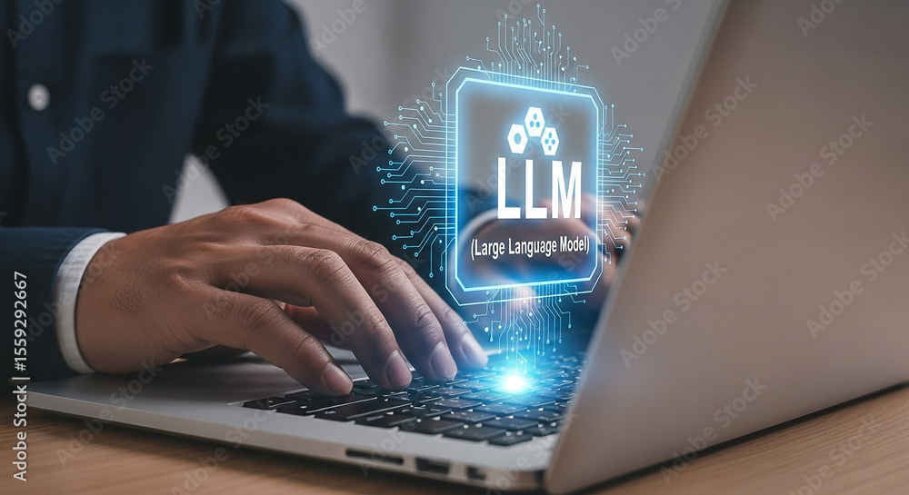 Poster large language model llm technology ai artificial intelligence neural network machine learning conce