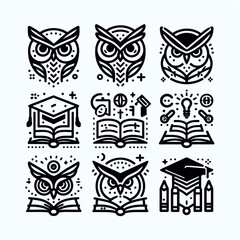 Minimalist Owl Logo Bundle in Line Art Style

