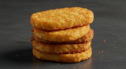 Stacked Hash Browns with Crispy Texture Flat Lay