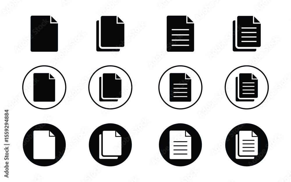 Poster document icon set vector illustration. assignment icon file symbol. contract document icon. paper si