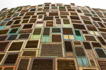 wall of window shutters