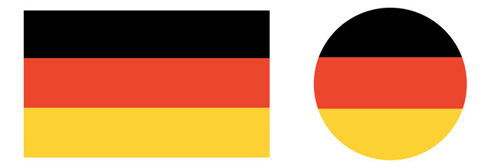 Germany flag in rectangle and circle shape isolated on transparent background with indents.