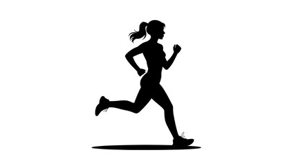 Dynamic Silhouette: A captivating silhouette of a woman in full stride, embodying speed,