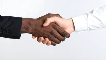 Black and White Business Handshake - Interracial Partnership and Agreement