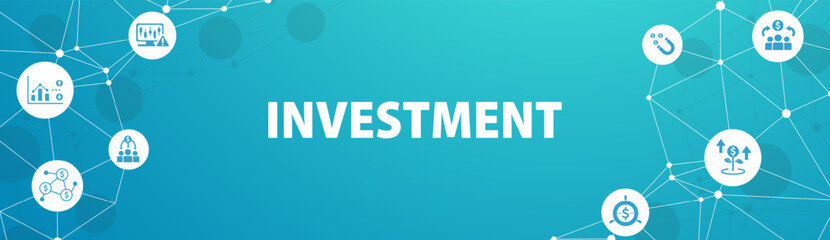 Investment icon set. Containing investor, mutual fund, asset, risk management, economy, financial gain, interest and stock icons.