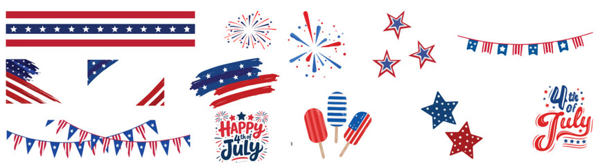 4th of july independence day background,fireworks fourth of July. fireworks with red and blue stars and sparks. united states of america independence day. usa celebration design element. transparent 
