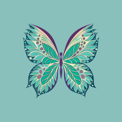 Butterfly wings composed of symmetrical flower silhouettes, elegant nature-inspired vector blending floral and insect art.