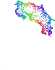 Obraz premium Rainbow sketch outline map of Costa Rica 