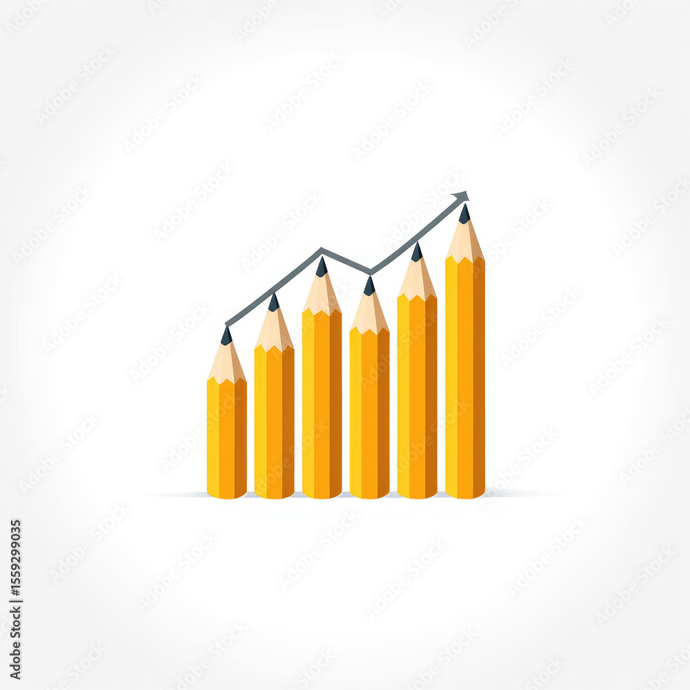 Aufkleber pencils ascending a visual metaphor for growth and progress depicting a series of pencils increasing