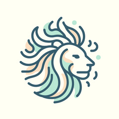 Minimalist Lion Head Line Art Vector Illustration

