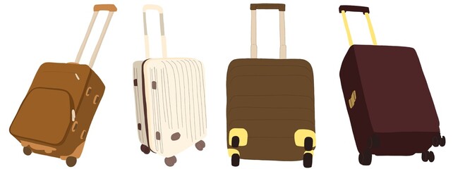 キャリー　旅行　趣味　イラスト　茶色　白　こげ茶色　4セット