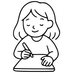 A woman is working on a table.