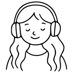 Hand Drawn Woman Doodle listening to music