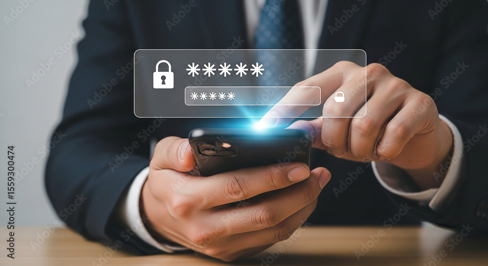 Poster security password protection data privacy access authentication digital safety technology informatio