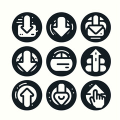 Upload and Download Icon Set in Modern Vector Style


