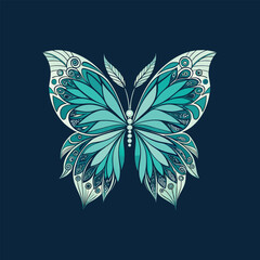 Butterfly wings composed of symmetrical flower silhouettes, elegant nature-inspired vector blending floral and insect art.