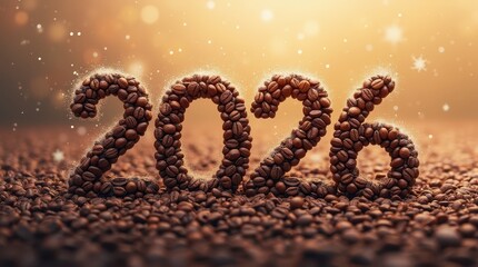 numbers 2026 form a delightful display made of coffee beans
