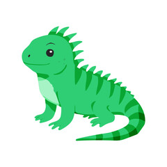 A green lizard with a smile on its face. The lizard is sitting on a white background. The lizard is cute and happy