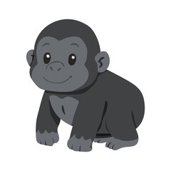 Naklejka premium A cartoon of a baby gorilla with a big smile on its face. The image is in black and white and is very cute