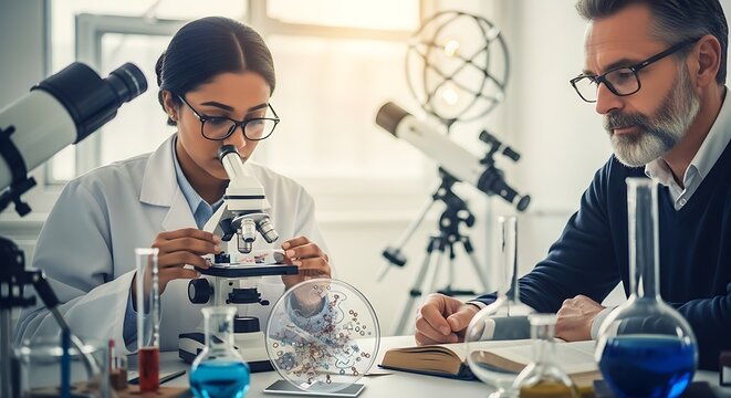 Scientists Collaborating on Research in a Modern Laboratory Setting